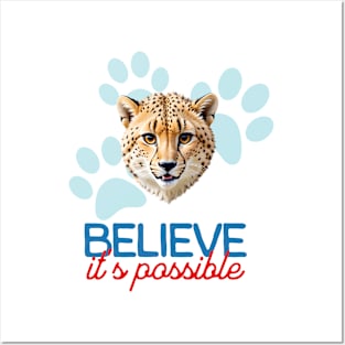 Cute Cheetah Minimalist Style Art | Believe, it's possible Posters and Art